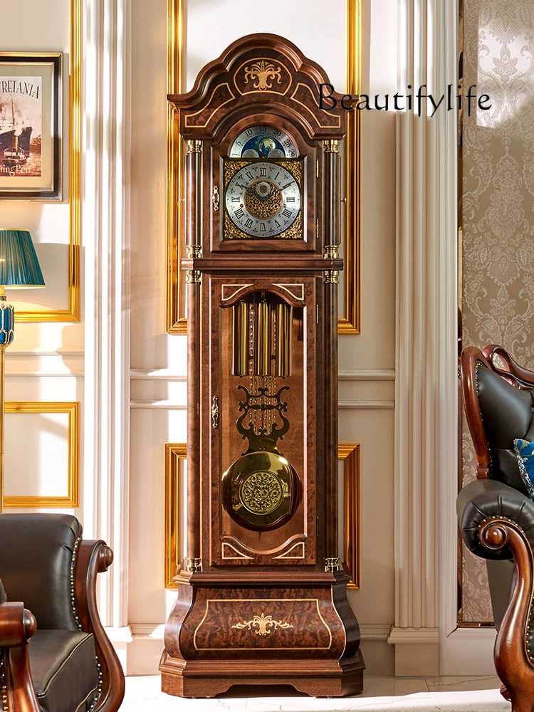 European-Style the Grandfather Clock Living Room Luxury Villa Vertical Mechanical Clock Retro Pendulum Clock American Luxury