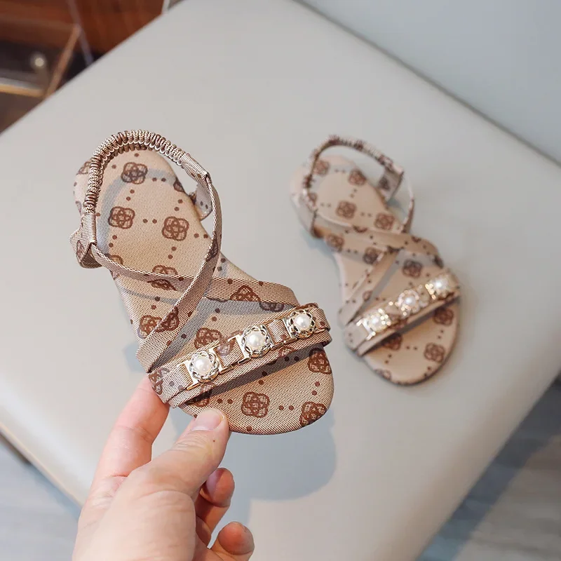 2024 New Kids Sandals Girls Sandals Summer Pearl Princess Sandals Girls Roman Sandals Girls Shoes Kids Shoes