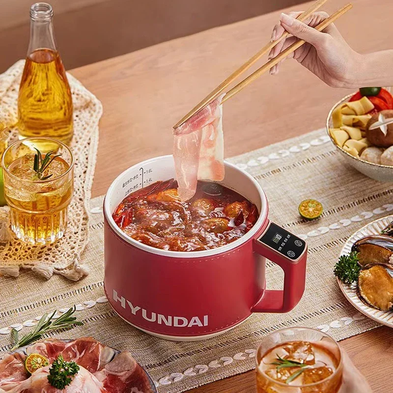 HYUNDAI Multifunktionsherd Haushalts-Elektroherd 1,8 l Antihaft-Mini-Elektro-Hot Pot Tragbarer Multikocher mit Dampfgarer