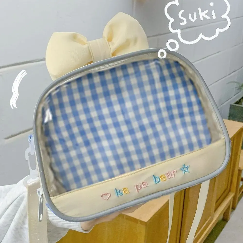 Ins نمط شارة شفافة ويندوز حقيبة كروسبودي أنيمي حقيبة كتف عادية Bowknot عرض حقيبة السلع