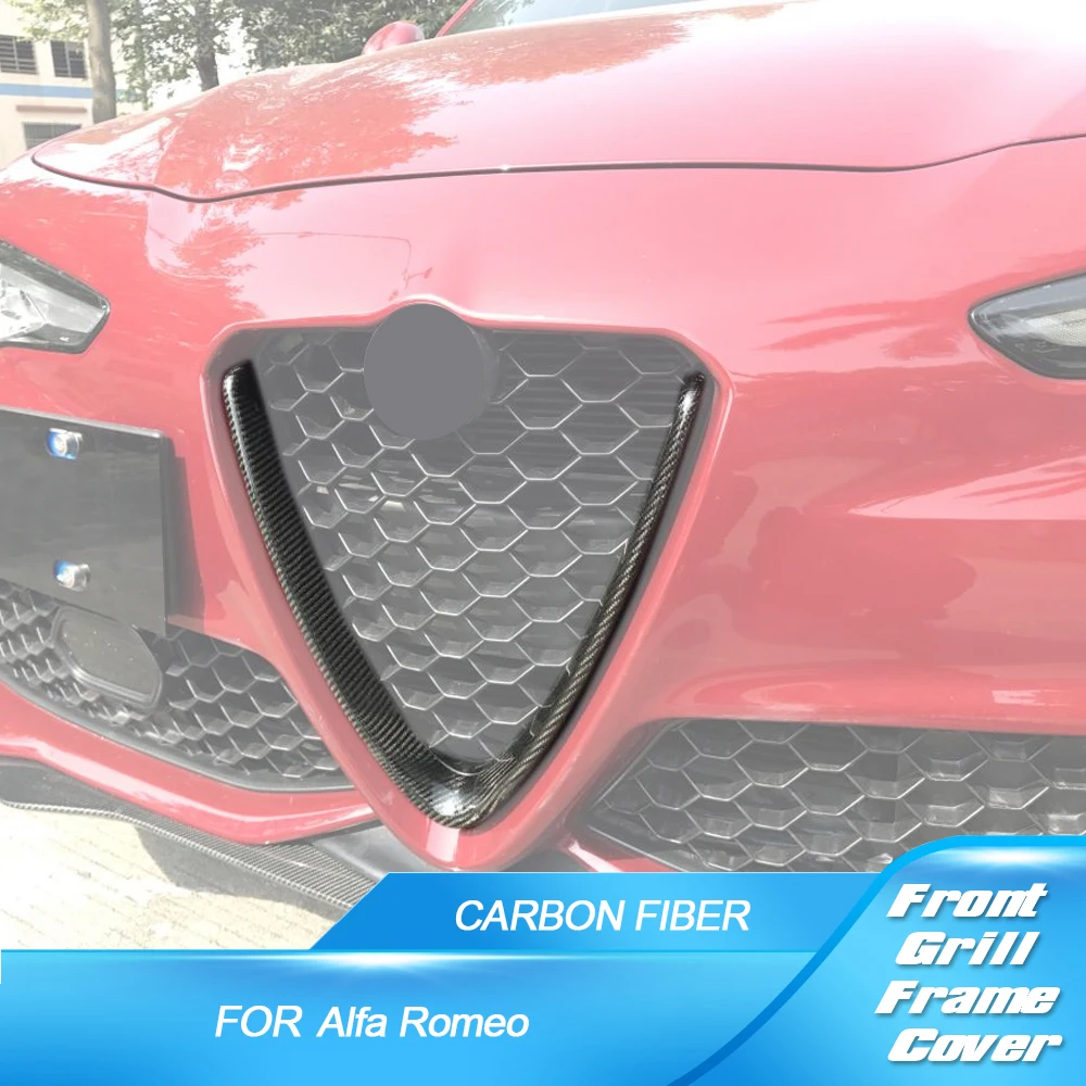 

DRY Carbon Fiber Front Grill Mesh Frame Cover for Alfa Romeo Giulia 2016 2017 2018 Stelvio 2017 2018 2019 Grill Covers Trim