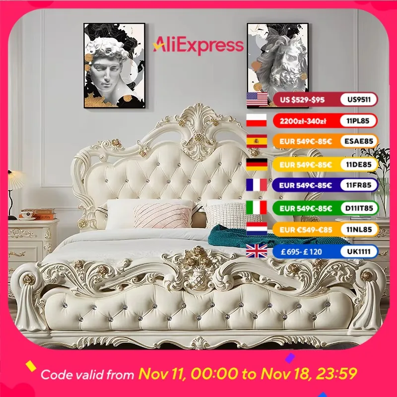 

Luxury Decoration Double Bed Headboard Modern Bedframe Storage Monster Double Bed Full Size Queen Schlafzimmer Bett Furniture