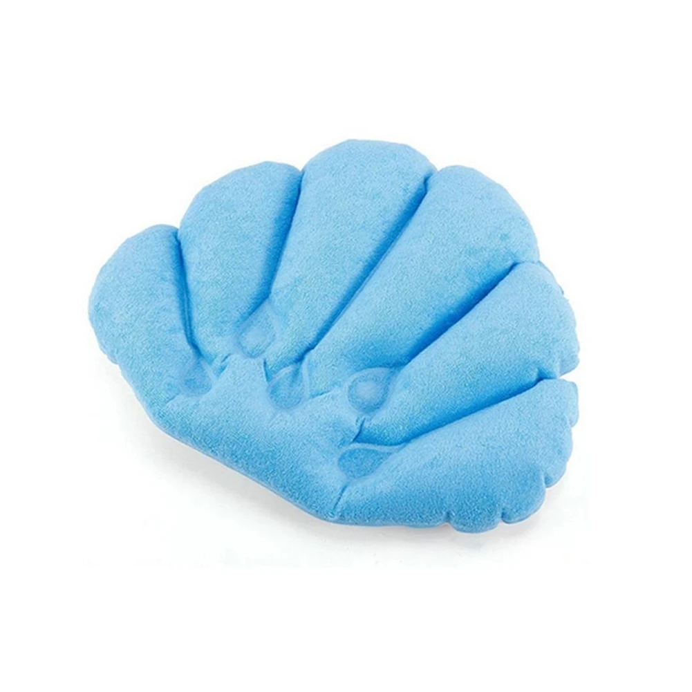 Random Bathroom Inflatable Shell Shaped Spa Pillow Soft Back Neck Cushion for Bathtub