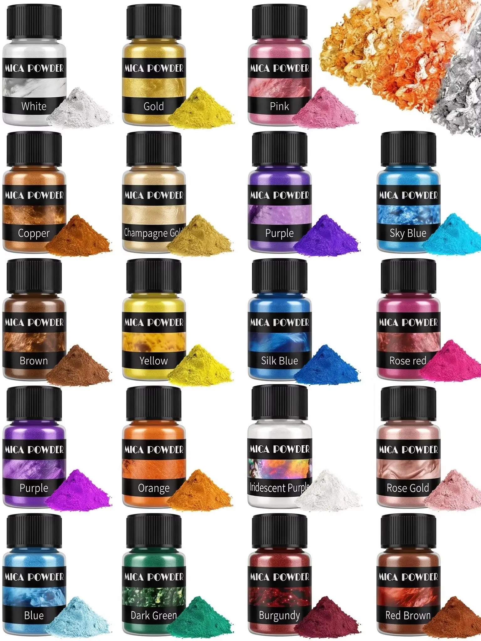 24 Farben/Sets Glimmerpulverpigmente, geeignet für DIY-Harz, Gips und Kerzenformen; Perlglanz-Harzpigmente; Schmuckherstellung