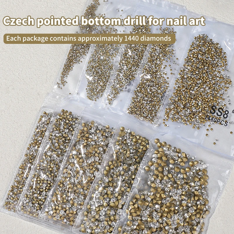 1 conjunto de strass transparentes com glitter, não hotfix, parte traseira lisa, costura/tecido/decoração de strass para arte em unhas