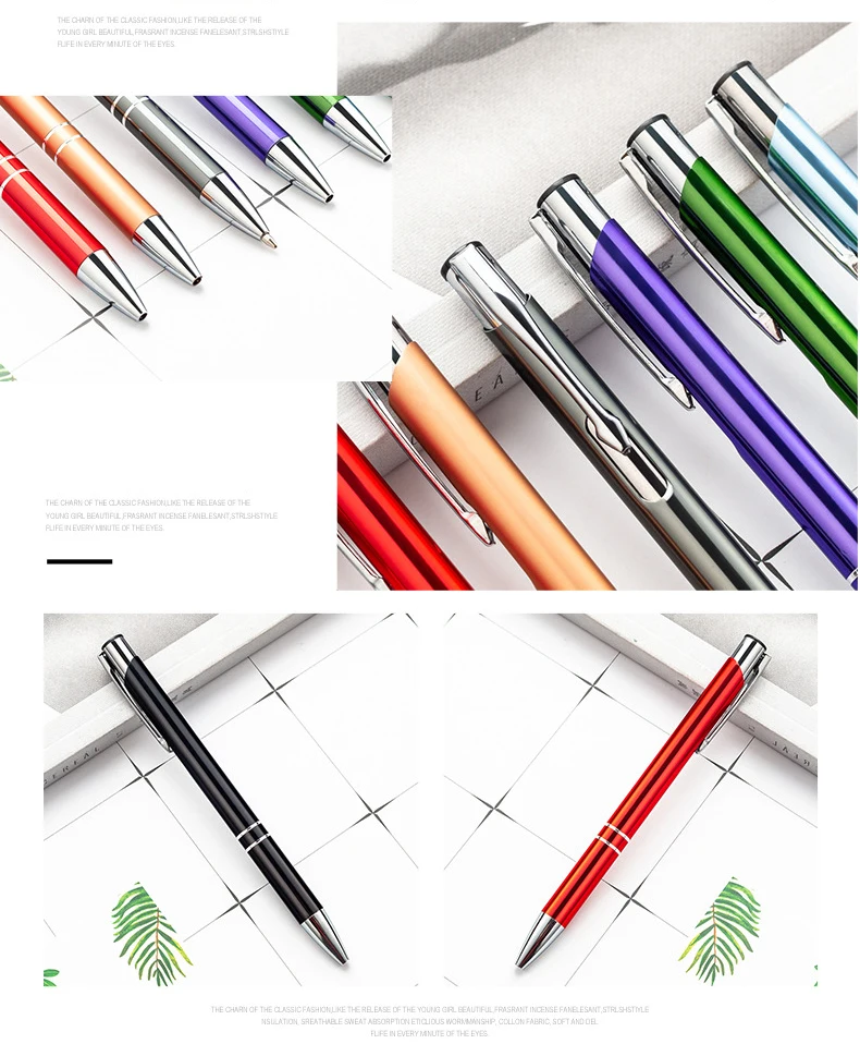 50Pcs/Lot Ballpoint Pen Black Blue Ink School Office Student Pen Free Customized Logo Name Text