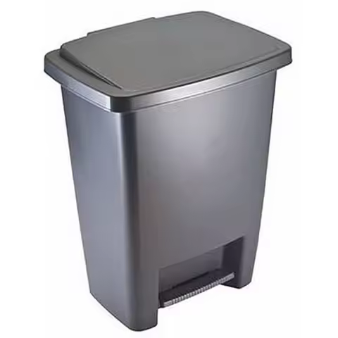 StepOn Trash Can with Lid, 8.25Gallon, Gray, Easy Clean Wastebasket for Home Kitchen Bedroom Office