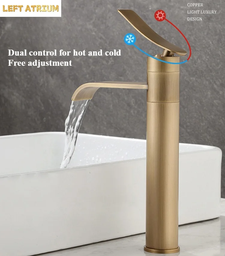 Antique Bronze Basin Faucets Bathroom Faucet Hot & Cold Brass Bathroom Sink Faucet Deck Mounted Lavotory Faucet  Mixer Water Tap