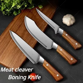 Mini cuchillo de bolsillo de acero inoxidable, cuchillo para carnicero, cuchillo para deshuesar, forjado a mano, afilado, utilidad, cuchillos para cortar Chef con funda