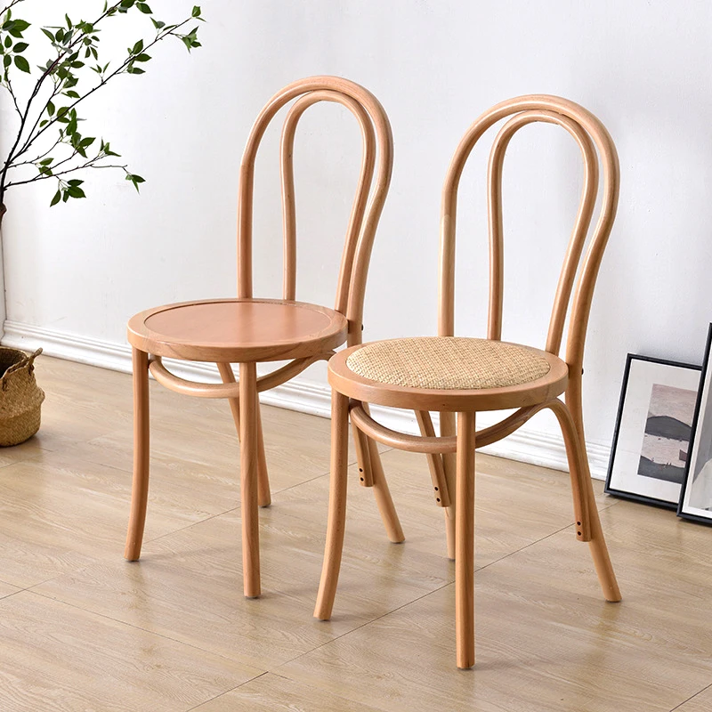 

Rattan chair American French retro solid wood medieval home restaurant backrest chair rattan dining chair