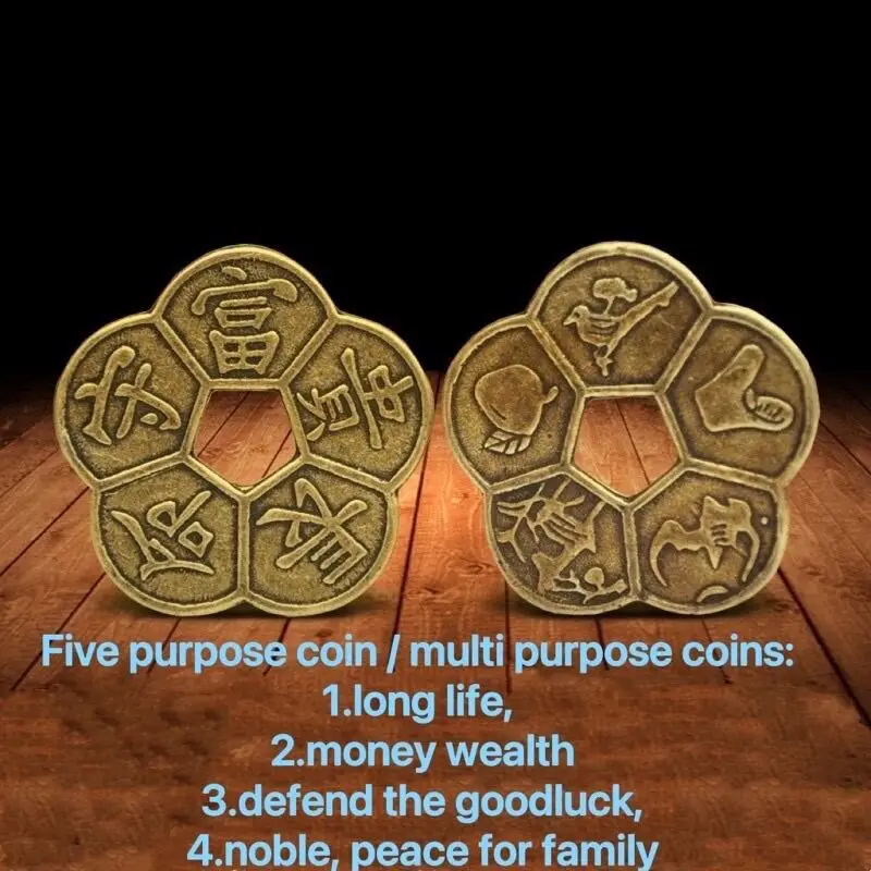 Chinese Feng Shui Lucky Coins Old Ancient Long Life Wealth Guarantee Copper Coin Enhancement Collection Gift Home Decor Ornament