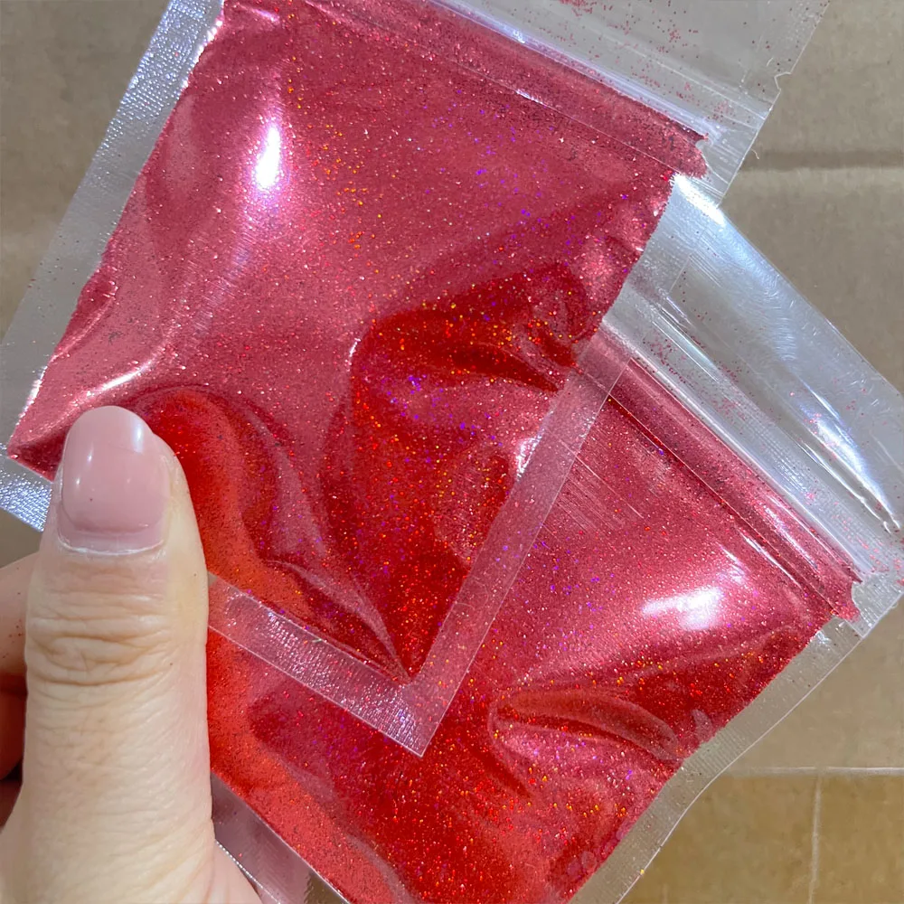 10g 0.2mm Laser Christmas Red Nail Glitter Powder Sparkly Holographic Chrome Ultra Fine Nail Pigment For Nail Gel Polish Dust