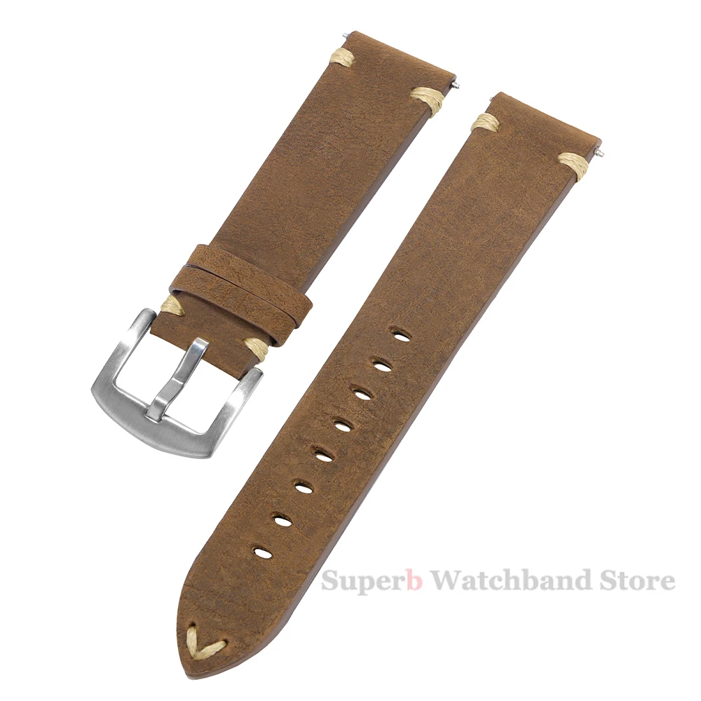 本革ストラップ時計ヴィンテージイタリアアンティークレザースマート時計バンド 20 ミリメートル 22 ミリメートルメンズ時計アクセサリー
