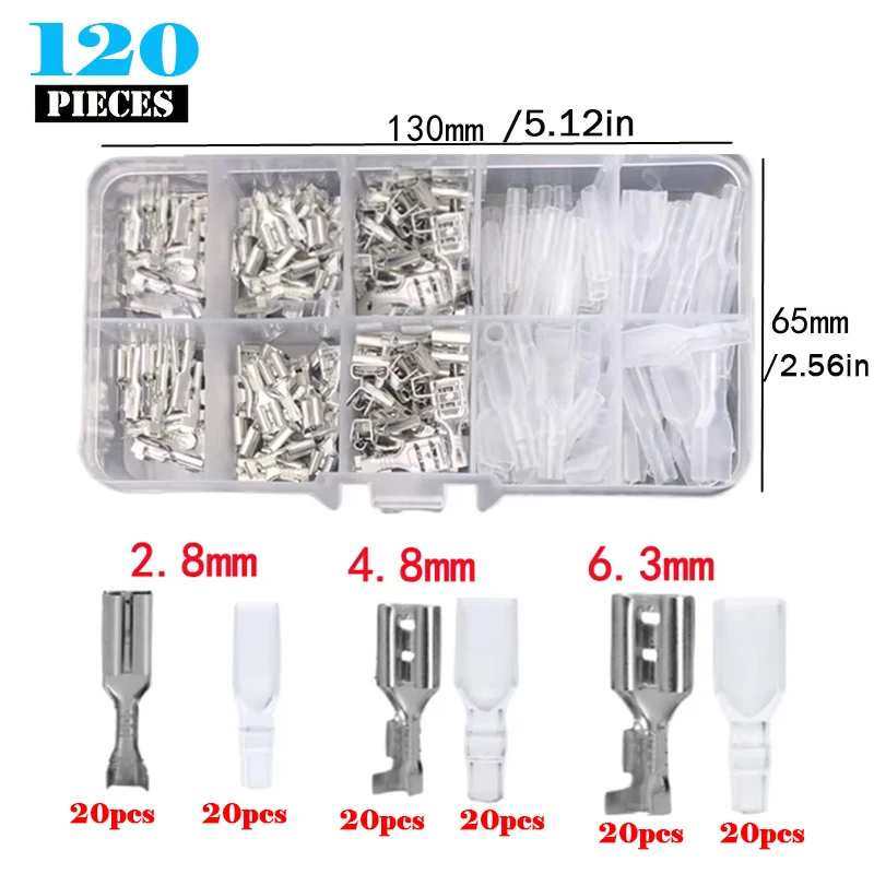 120 PCS Gold Silver Docking Terminal Cable Bare Terminal Spring Insert Sheath Terminal Set Male And Female Pair Terminal Box