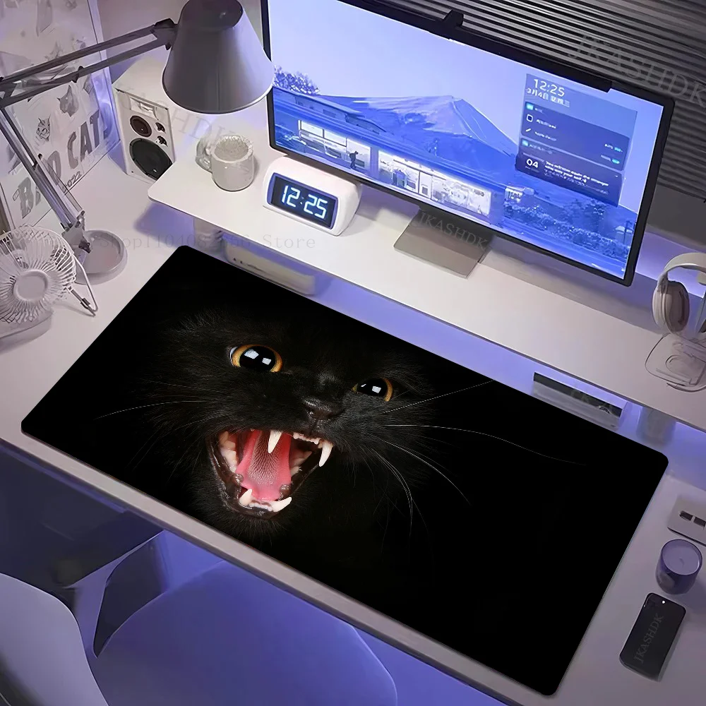 Black Cat Mousepad Non-slip Suitable For Office Computers Laptops E-sports Game Desk Mats XXL Keyboard