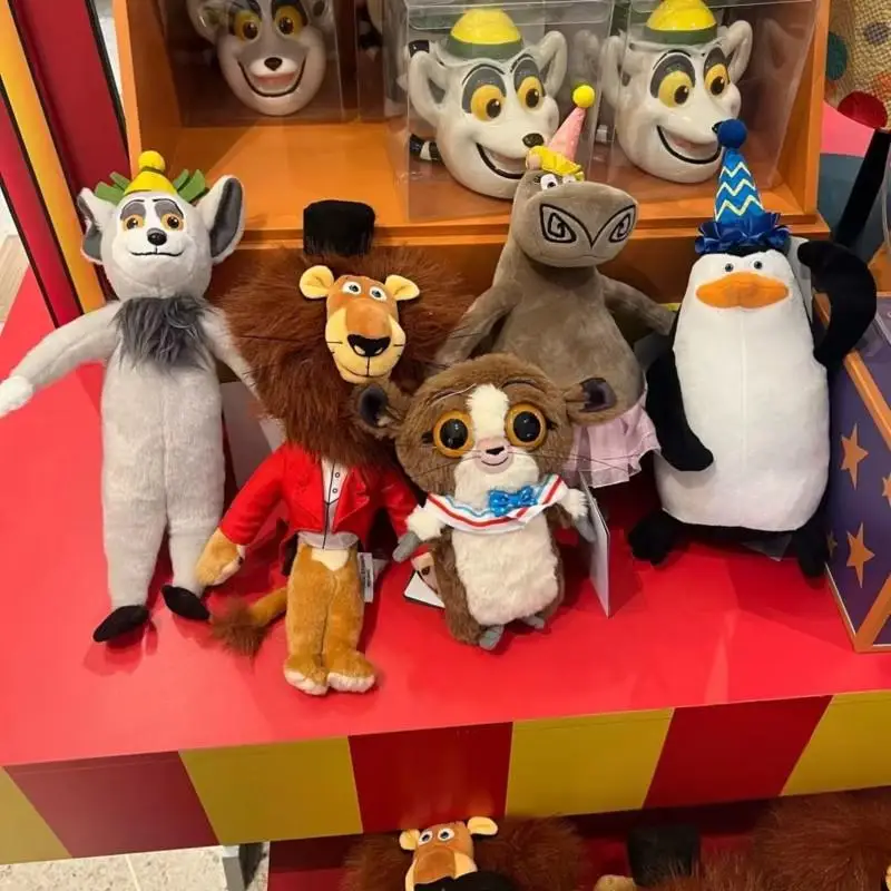 Fantasy adventure animal plush toys Alex, Marty, Melman, Gloria, Skipper, penguin plush toys, children's souvenir gifts