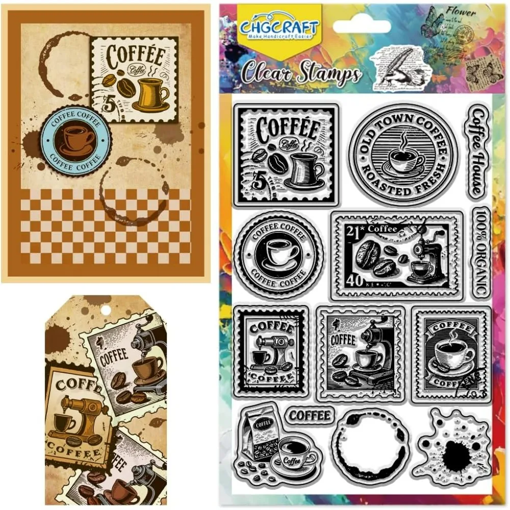 1PC Vintage Kaffee Stempel Klare Stempel Kaffee Flecken Transparente Stempel Klare Stempel Siegel für DIY Scrapbooking