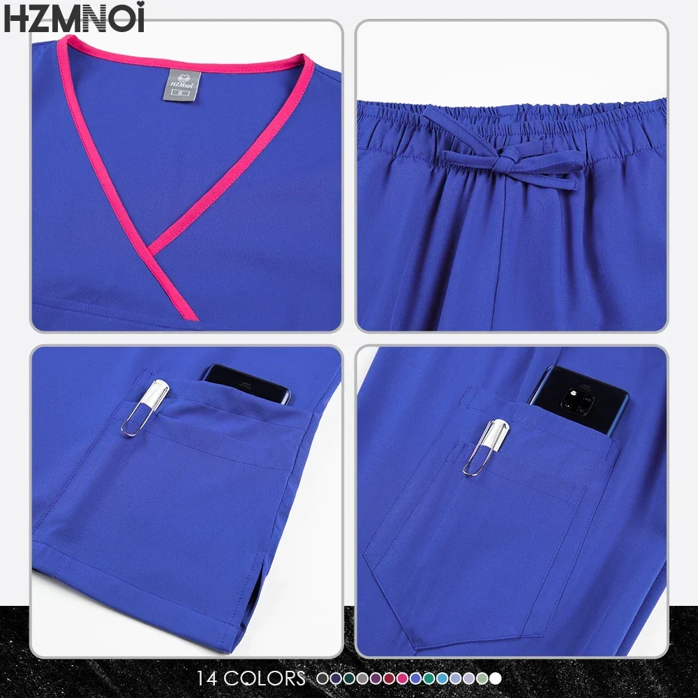 الدعك الزي الطبي للنساء والرجال الدعك البدلة الطبية الجراحية بلوزات وسراويل ممرضة الملحقات مستشفى طبيب زي النساء