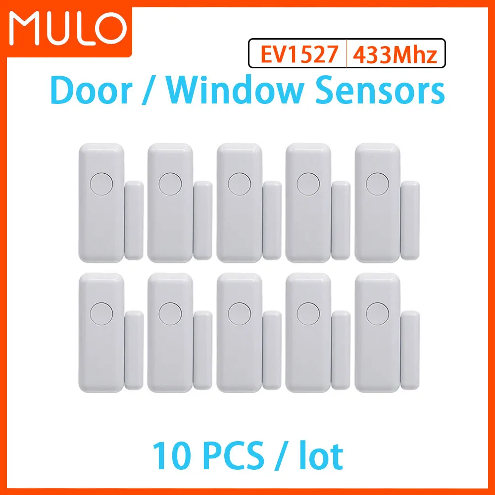 MULO Wireless Door & Window Sensors EV1527 Coding Mode RF 433MHz for Home Security Alarm System Home Burglar Alarm Kits PB-67R