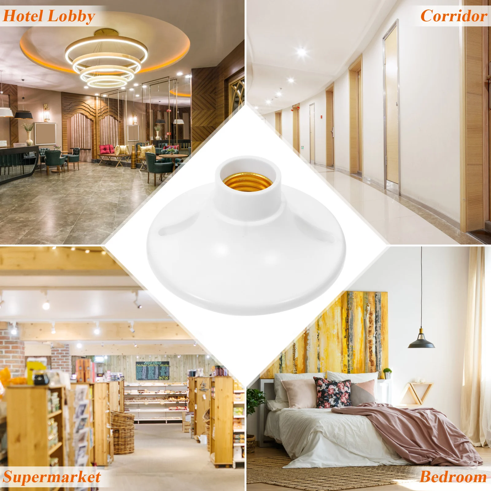 

10 Pcs Socket Flame Retardant Lamp Holder Replacement Female Sockets Ceiling Hanging White Light
