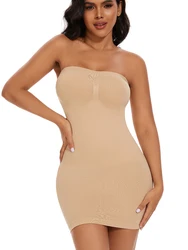 Deslizamentos de Shapewear sem alças para vestidos, controle completo da barriga, Shaper do corpo sem costura, Vestido Cami Silp