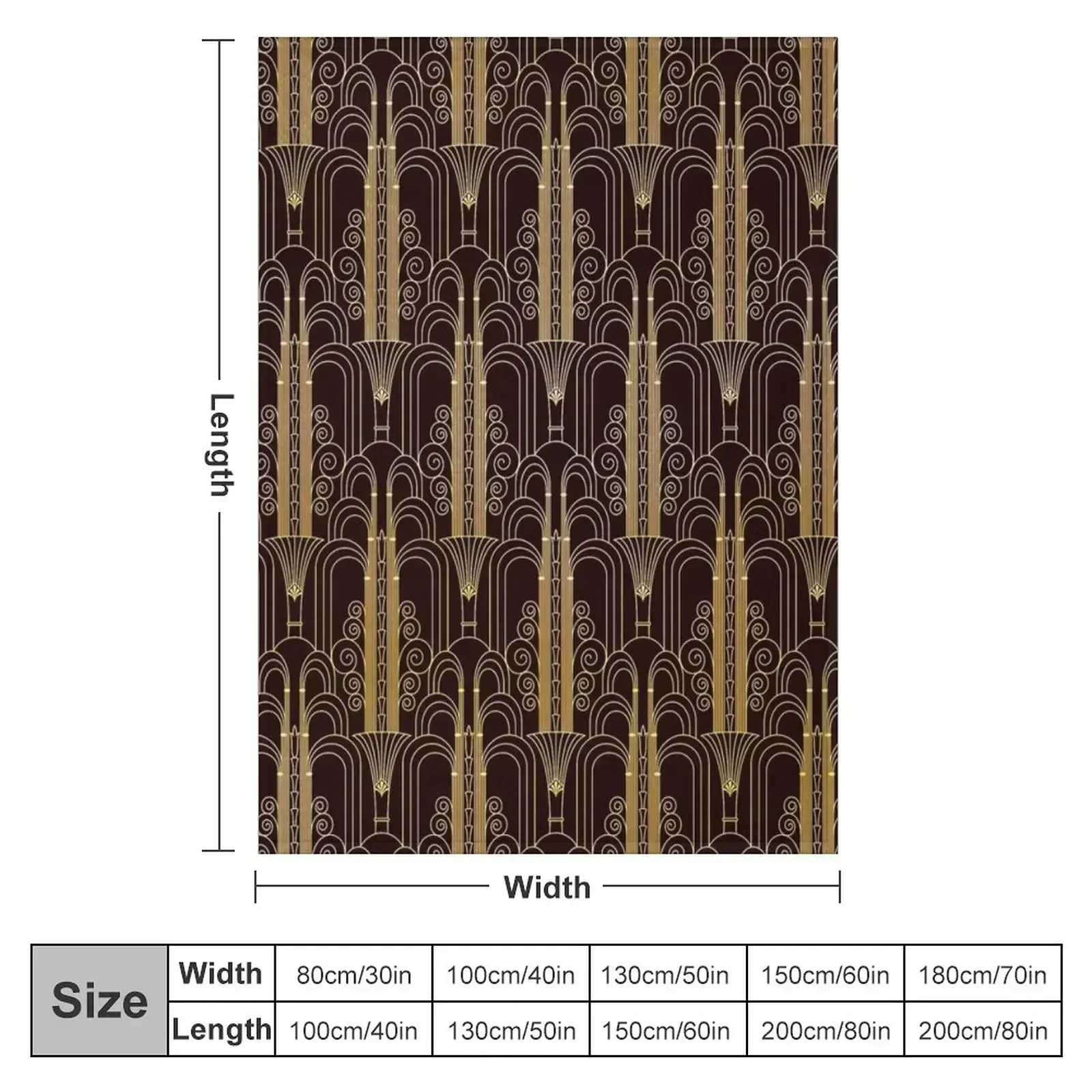 Glamorous Gold-Color Art Deco Pattern Throw Blanket Heavy warm for winter Loose Quilt Blankets