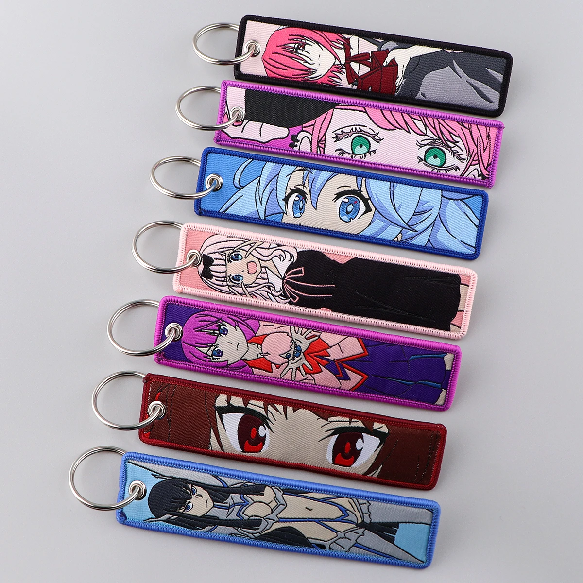 Anime Cartoon Kawaii Girl Vintage Key Fobs ricamo portachiavi portachiavi moto Anime accessori Cosplay