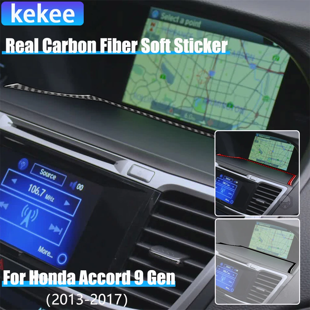 

Настоящее углеродное волокно, автомобильные аксессуары, полоса дисплея центральной консоли, мягкая наклейка для Honda Accord 9 поколения 2014 2015 2016 2017