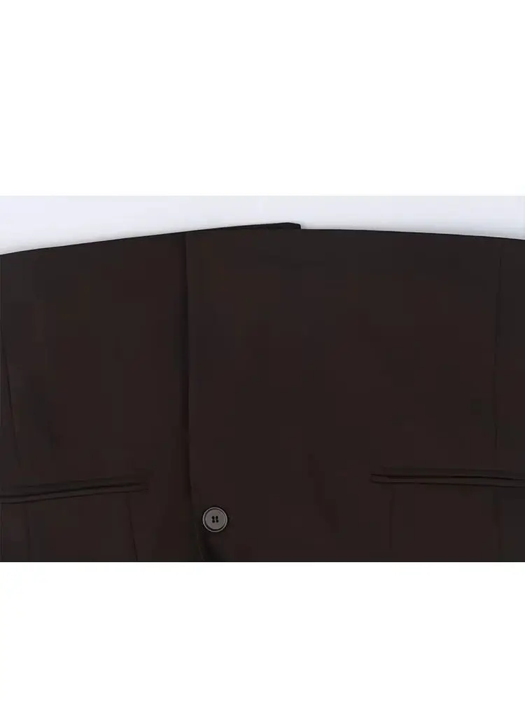 

HH женский модный свободный костюм из двух предметов с лацканами на одной пуговице офисный пиджак + повседневная уличная одежда с высокой талией плиссированные брюки-комбинезон