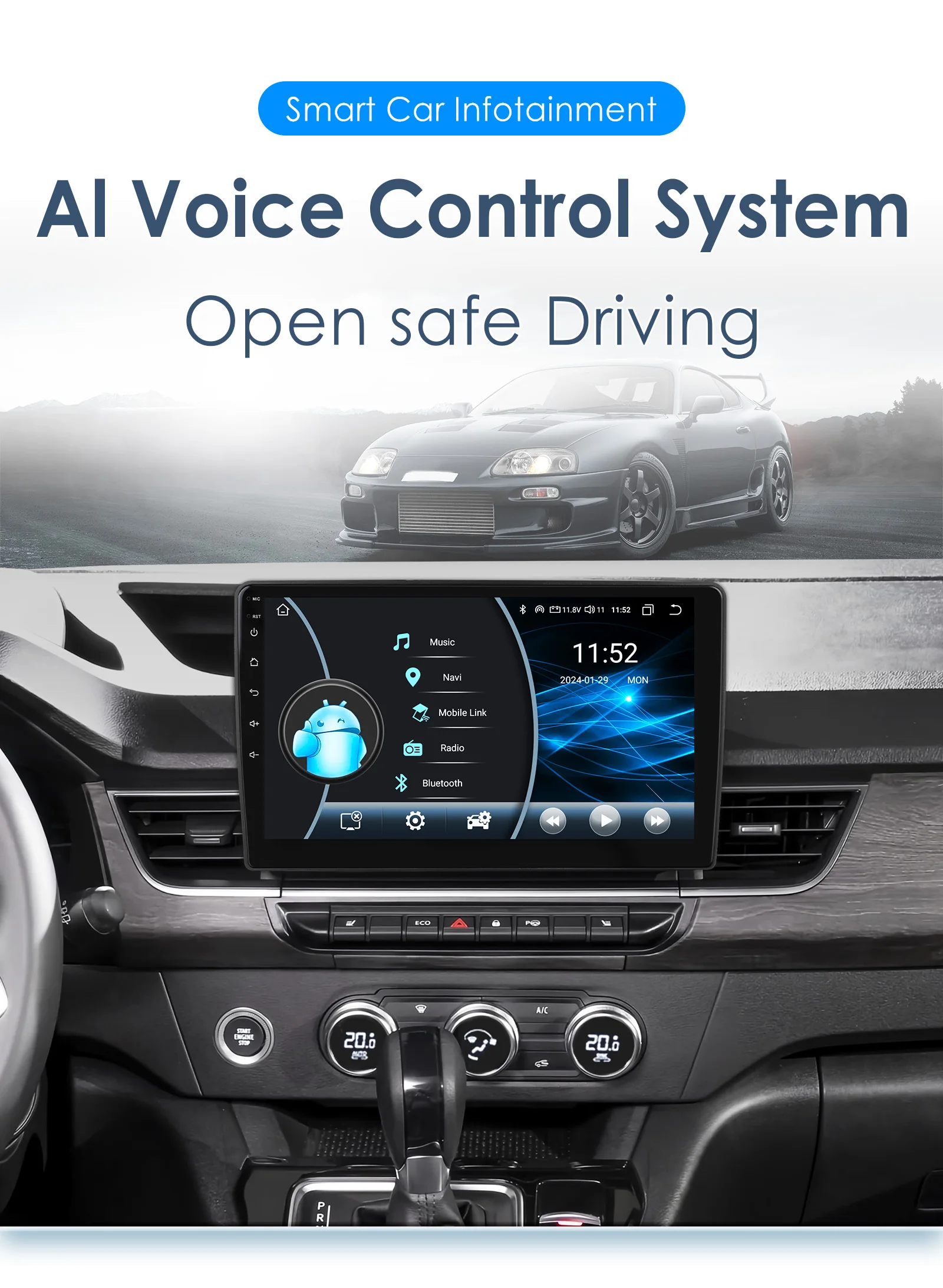 4G Carplay Android 13 Auto Autoradio für Renault Kangoo 2019-2025 Multimedia Video Player GPS Navi Stereo Audio 2din SWC Bildschirm