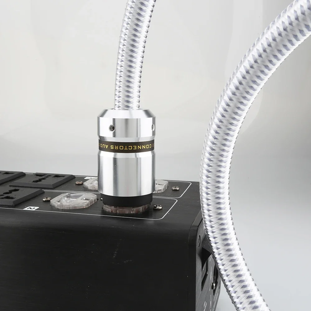 Cabo de alimentação CA de áudio HiFi, cabo de alimentação com plugues banhados a ouro versão dos EUA de 3 pinos, cabo de alimentação audiófilo 14AWG 125V 15A