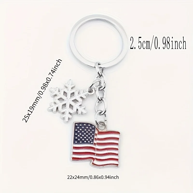 1pc American British Flag Pendant Keychain, Colorful Enameled USA UK Flag, Simple Style Party Holiday Decoration, Souvenir Gifts