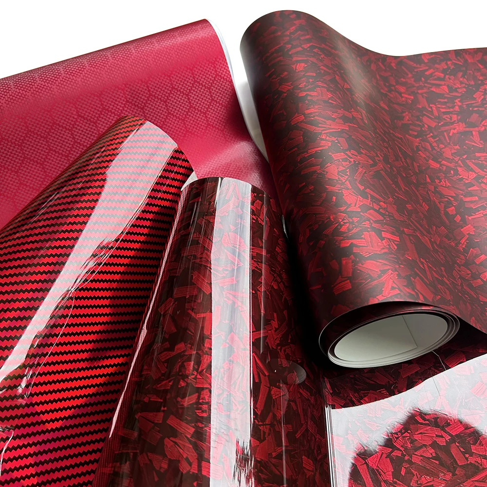 Carbon Fiber Vinyl Wrap Glossy Red Car Stickers Motorcycle Waterproof Vinyl Auto Tuning Self Adhesive Film for Car Accessories view 3
