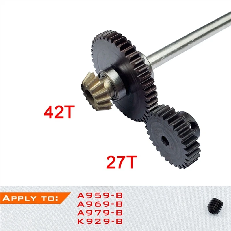 Metal Center Drive Shaft And Reduction Gear 27T Motor Gear For Wltoys A959-B A969-B A979-B 1/18 RC Car Upgrade Accessories