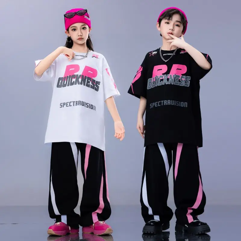 

2024 Jazz Modern Dance Costumes For Girls Loose Shirts Cargo Pants Suit Boys Hip Hop Street Dance Wear Stage Clothes