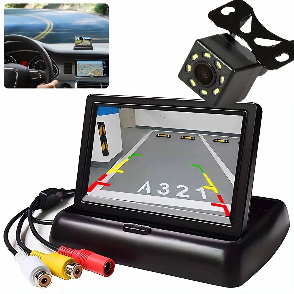 

4.3 in Foldable LCD 8led Backup Camera Monitor Rear View Parking System Night Vision