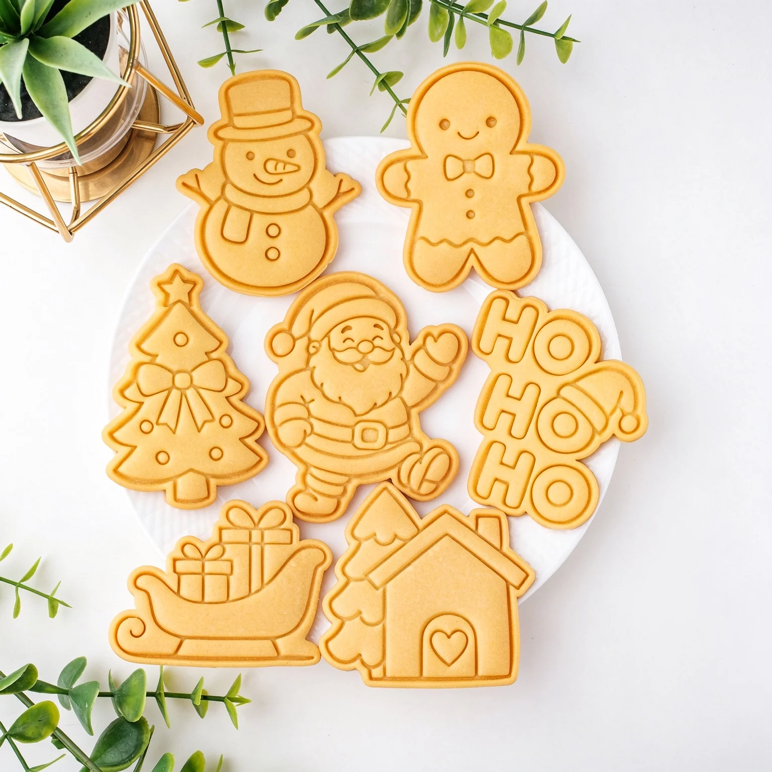 Cartoon Christmas Biscuit Mold Snowman Santa Claus Xmas Tree Cookie Cutter Embossing Mould Party Cupcake Baking Accessories Tool