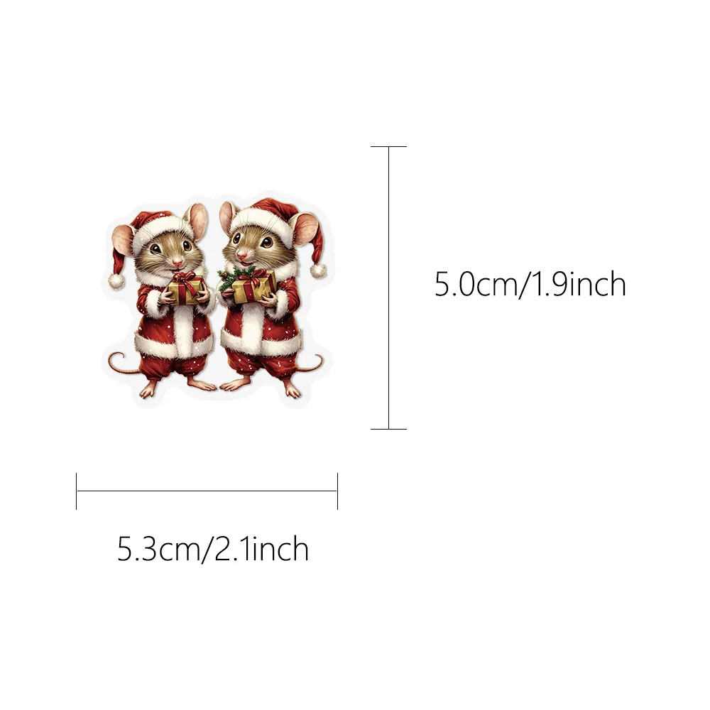 50pcs Christmas Stickers: Santa Claus, Reindeer, Bells, Laptop, Planner Decorations Christmas Gifts, PET Material