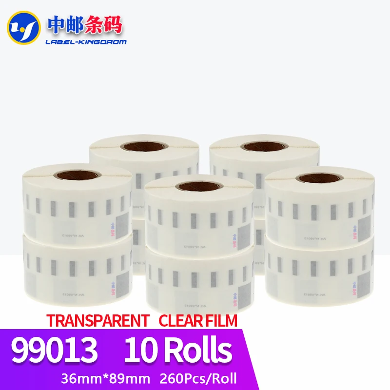 

10 Rolls Dymo Compatible 99013 Half Transparent Cleare Film Label 36mm*89mm 260Pcs for LW450 Turbo Printer