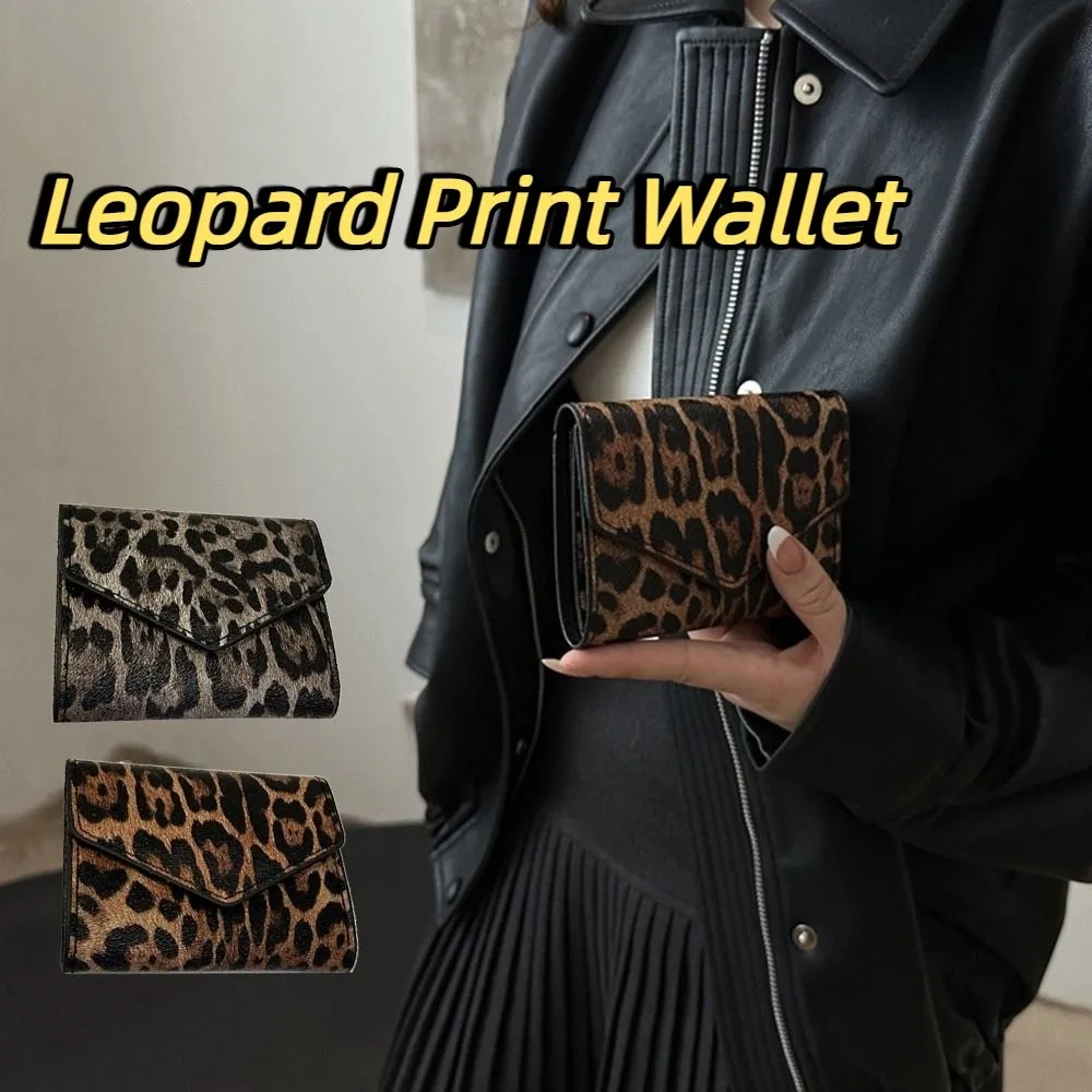 

Mini Elegant Leopard Short Wallet PU Leather Korean Style Envelope Clutch Bag Handbag Card Holder Coin Purse Women