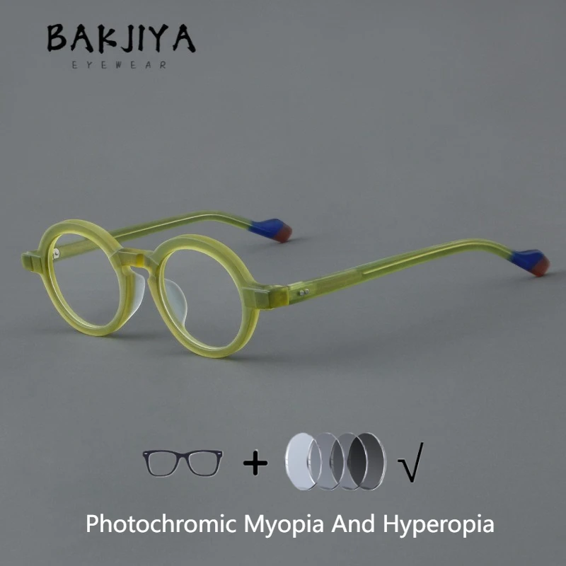 

Frosted Retro Round Acetate Prescription Eyeglasses Men Designer Eyewear Women Photochromic Lens Myopia Hyperopia Glasses Frame