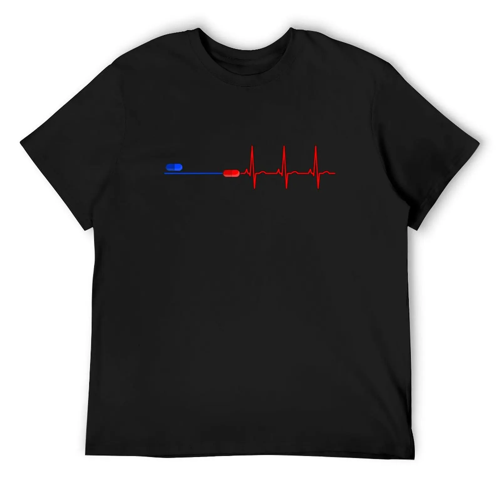 

ECG blue and red pill T-Shirt summer tops sublime oversized graphic tee plus sizes black t-shirts for men