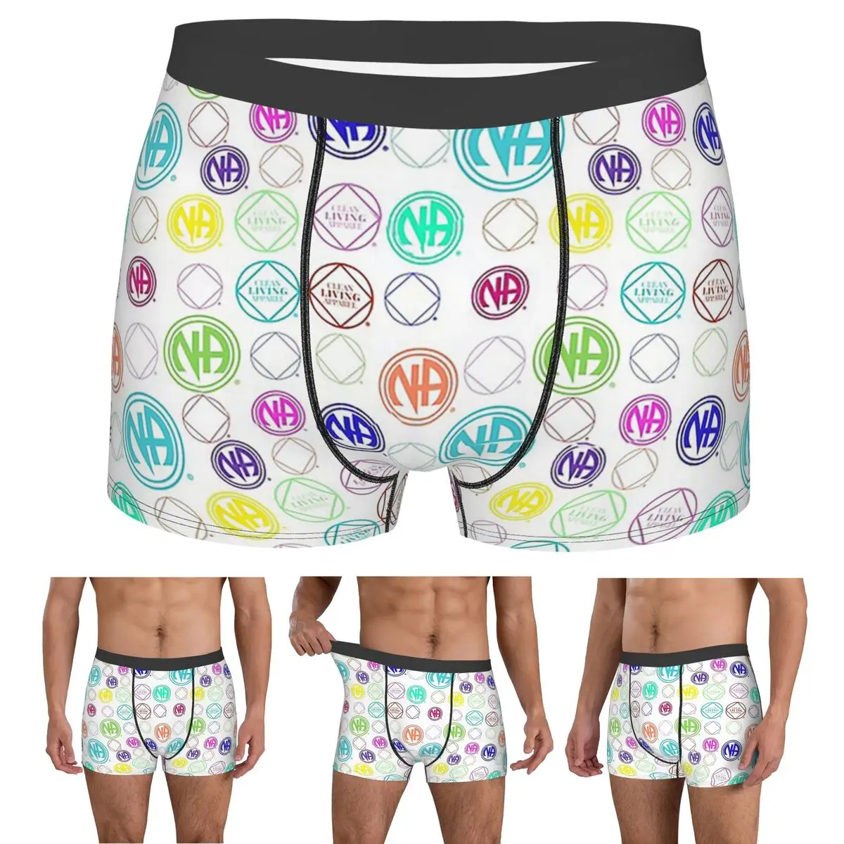 

Boxer Underpants Shorts Colorful NA Symbols And Logos Narcotics Anonymous Panties Men Comfortable Underwear for Homme Man