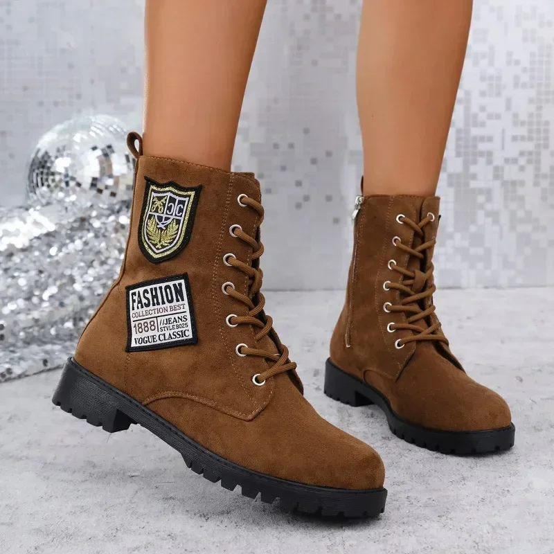 2024 Fashion Women's Shoes Ankle Women's Boots Hot Sale Front Lace-up Modern Boots Women New Plus Size Solid Ankle Boots Zapatos