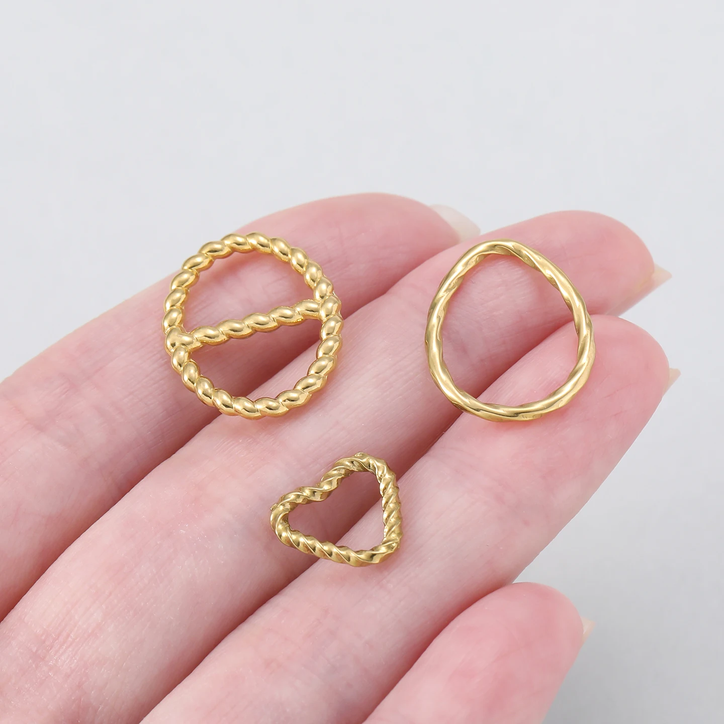 10pcs/lot 304 Stainless Steel Multicolor Geometric Oval Heart Round Hollow Pendants Connector for DIY Jewelry Making Findings