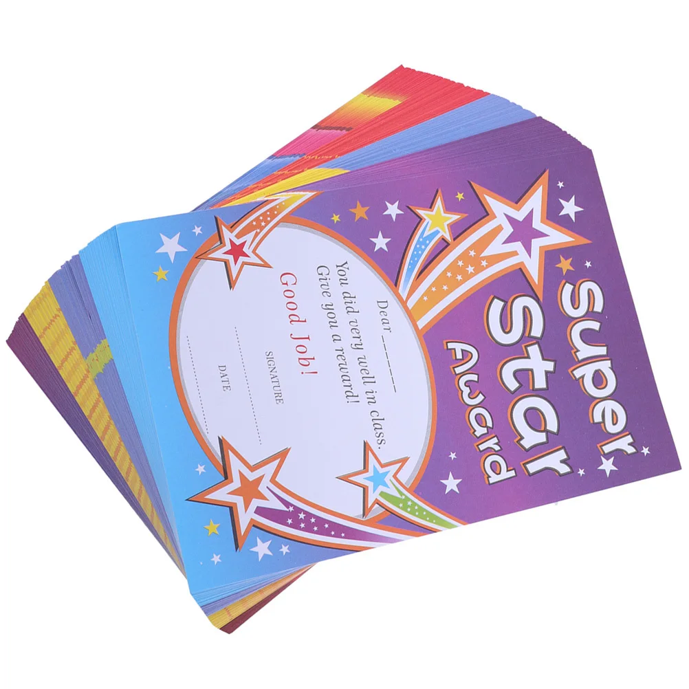 200 قطعة من شهادات الجائزة الكرتونية مقاس A5 شهادات الانتهاء من الورق السميك لتخرج رياض الأطفال #4