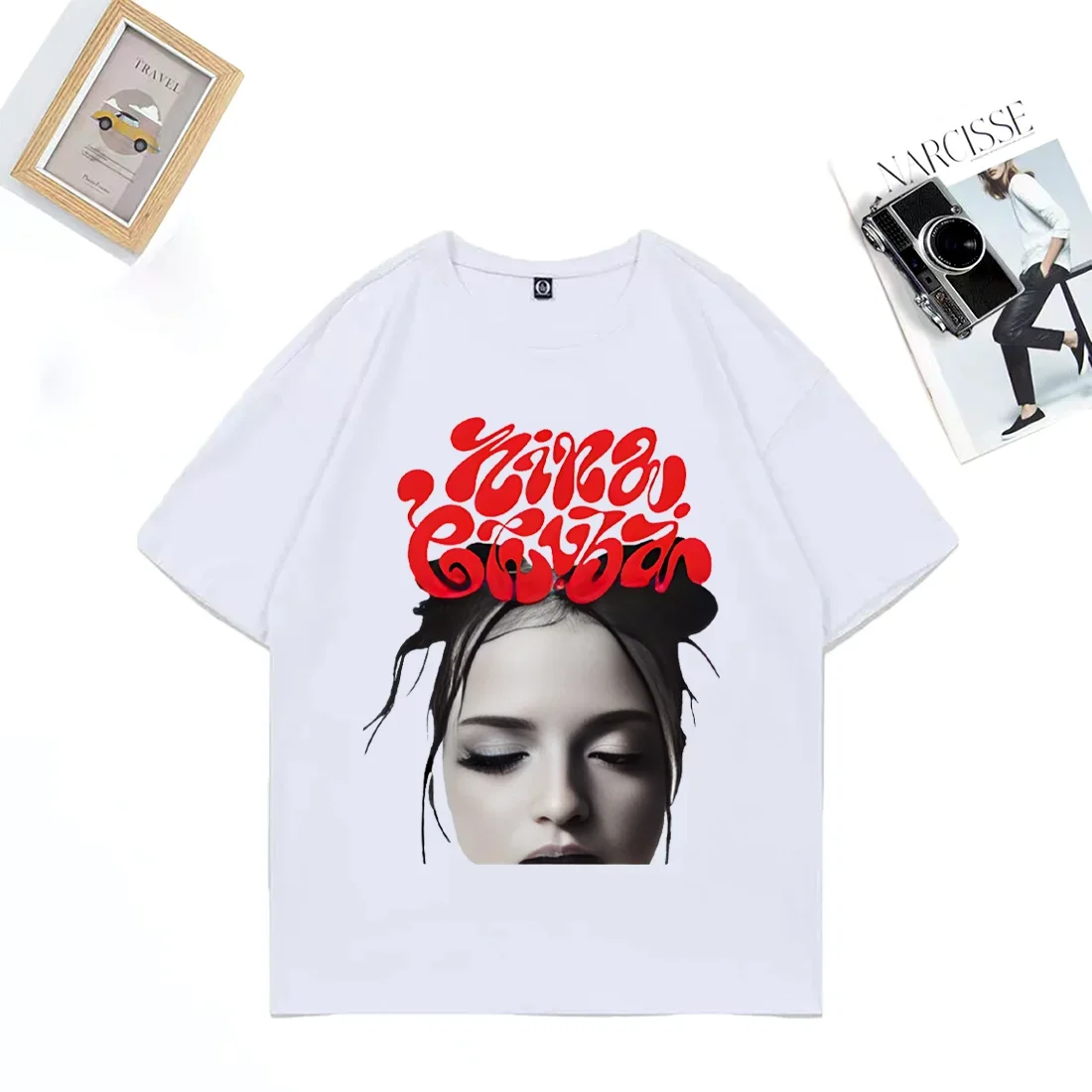 

2025 Summer Men's Nina Chuba Fashion Classic Retro 100% cotton Hip-hop short-sleeved top