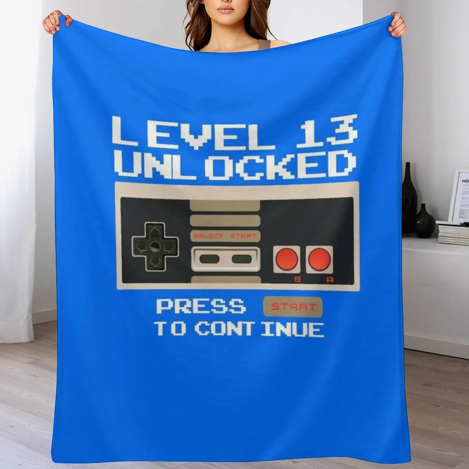 

Level 13 Unlocked Funny 13th Birthday Gift for Video Gamers Throw Blanket Lightweight Warm Blanket for Travel Camping