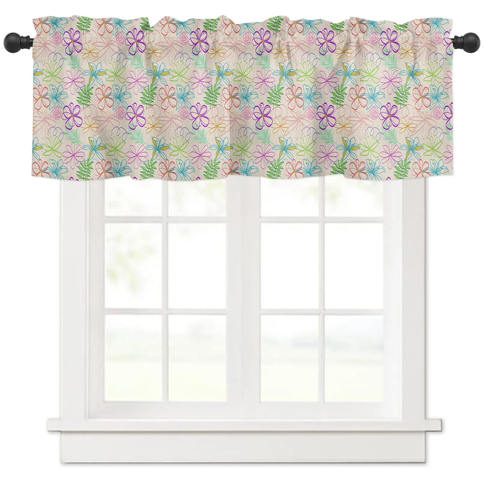 

ZEDLIYU Valances for Windows Kitchen Living Room Small Window Valance Vintage Spring Floral 1 Panel