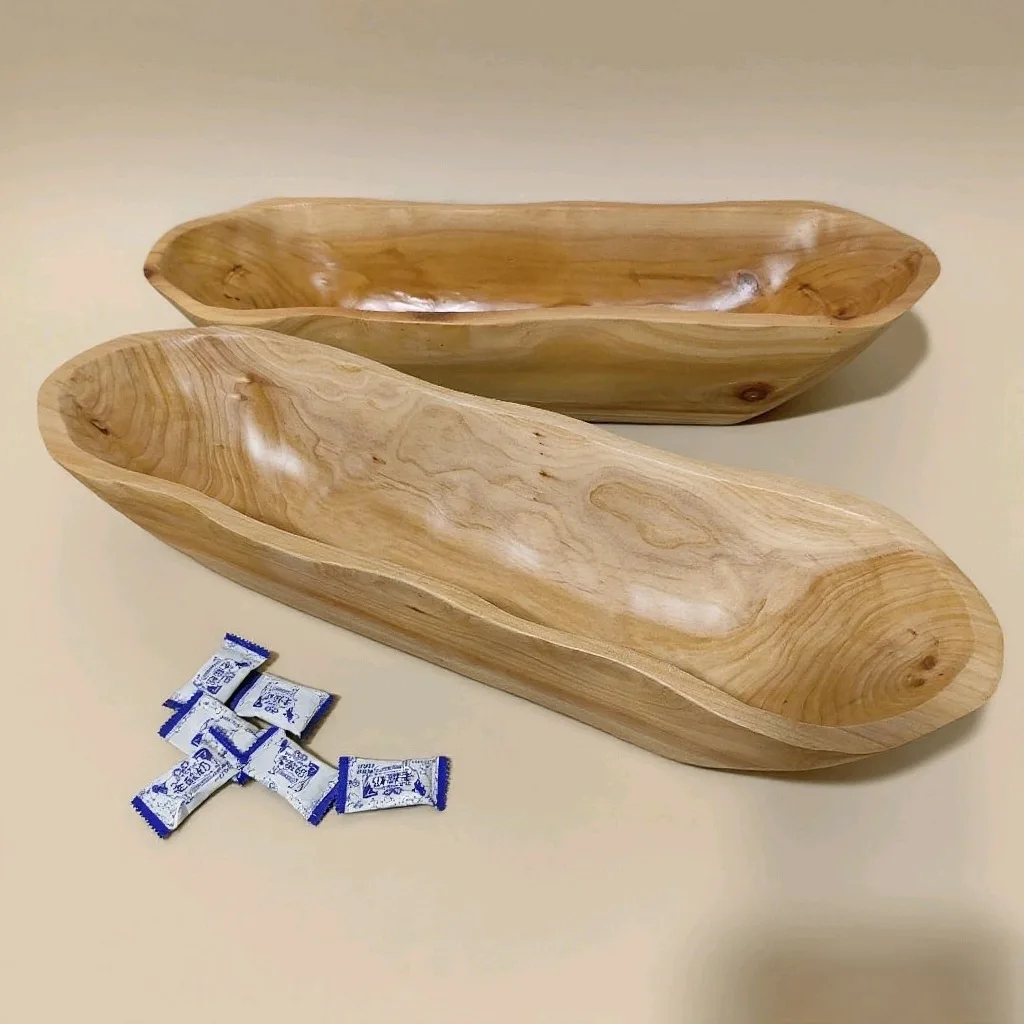 Imagen 3: Bandeja Larga de Madera Maciza, Plato de Frutas Artístico de Madera, Estrecho y Largo, Rectangular, Adorno de Forma Especial